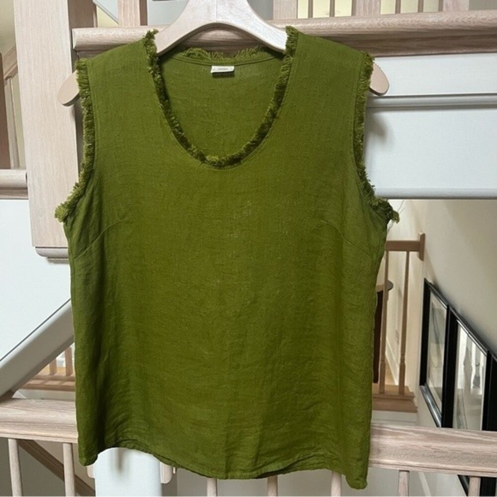 Isona Linen Tank Top Prague Moss Green M NWOT - Picture 2 of 9